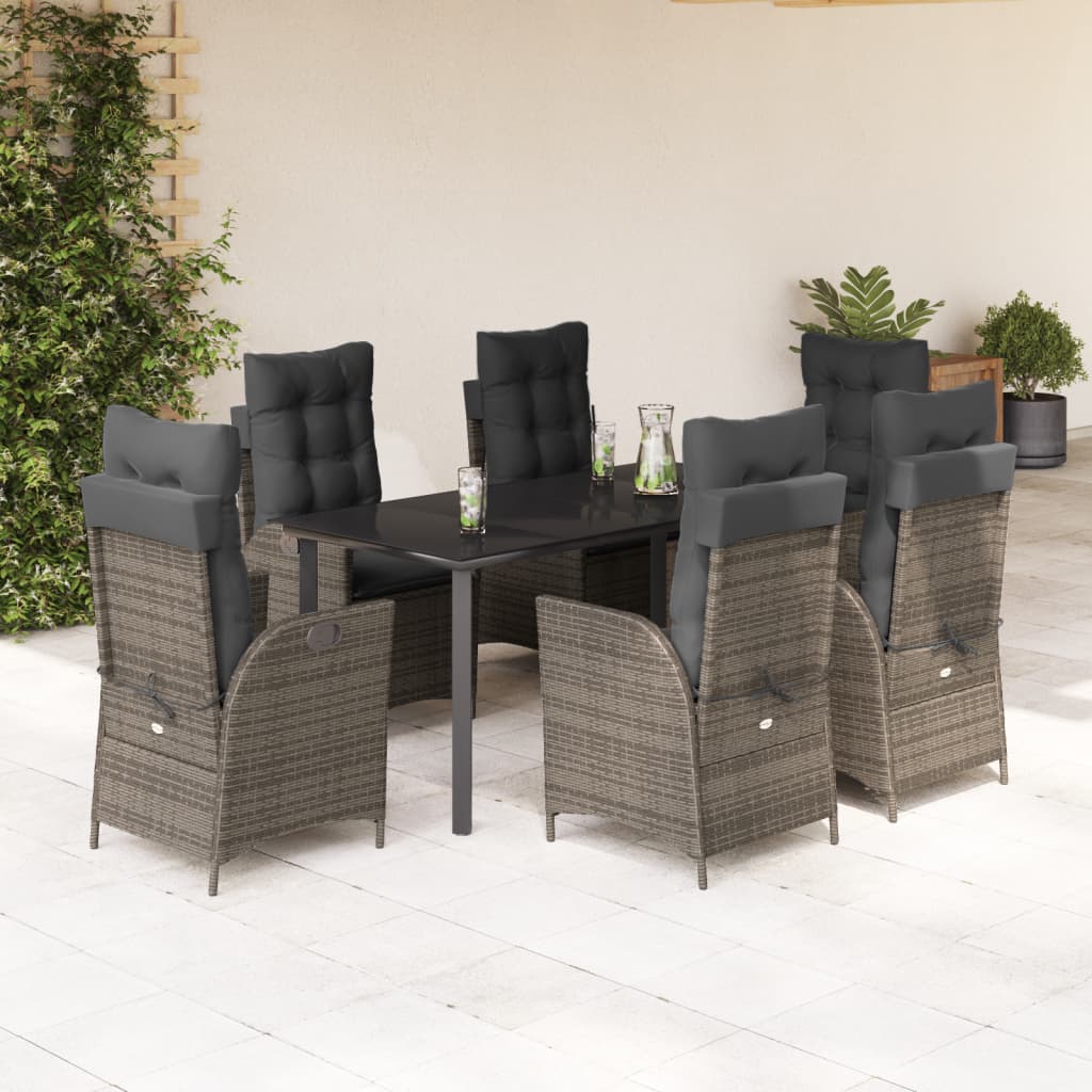 7-delige Tuinset met kussens poly rattan grijs is nu te koop bij PeponiXL, paradijselijk wonen!