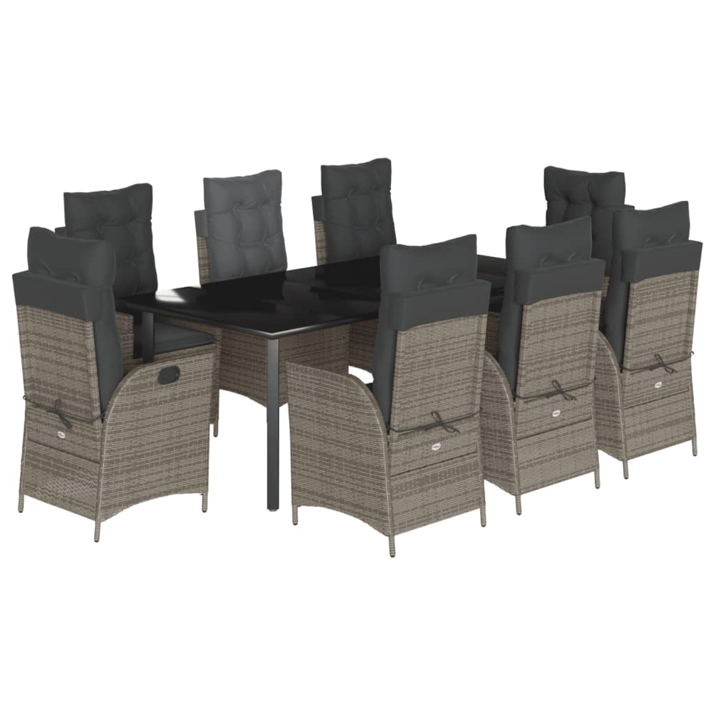9-delige Tuinset met kussens poly rattan grijs is nu te koop bij PeponiXL, paradijselijk wonen!