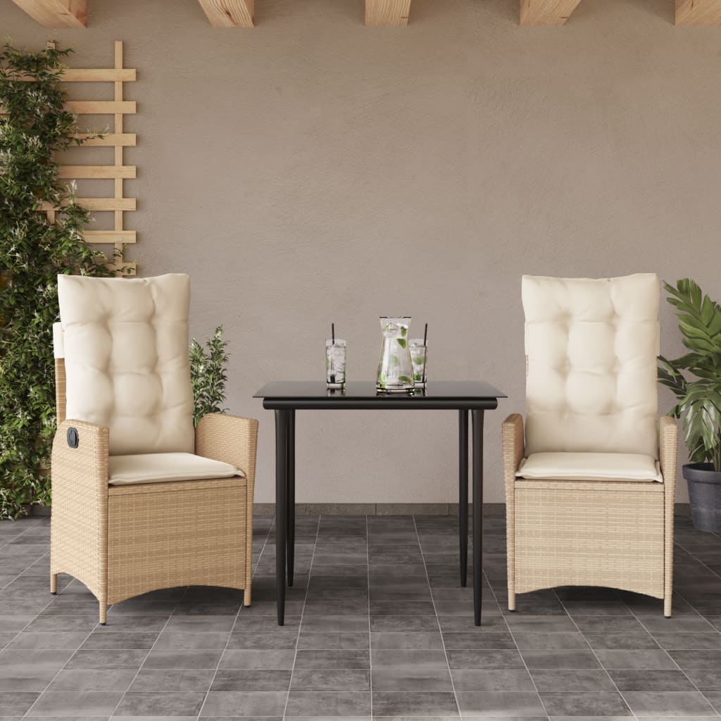 3-delige Tuinset met kussens poly rattan beige is nu te koop bij PeponiXL, paradijselijk wonen!