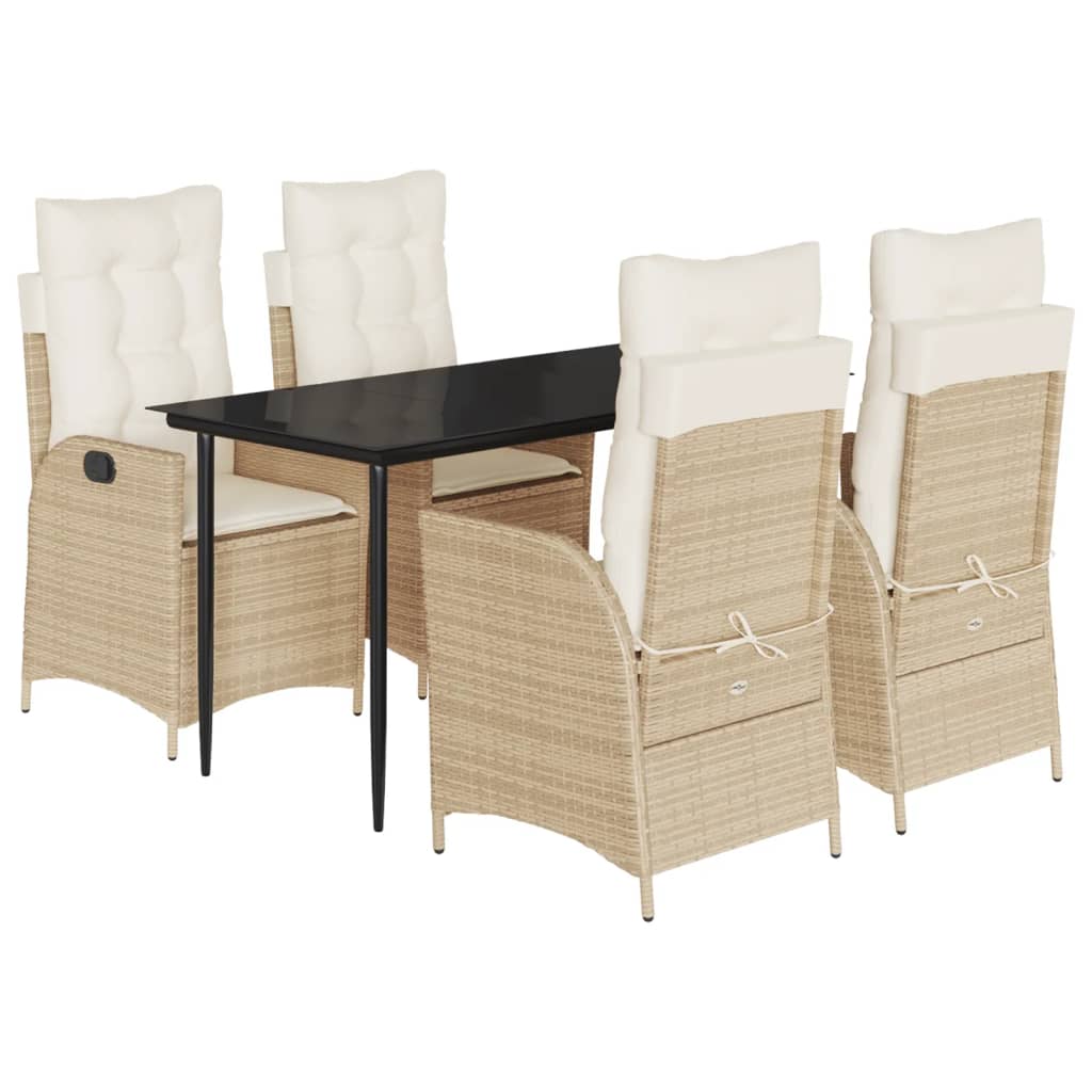 5-delige Tuinset met kussens poly rattan beige is nu te koop bij PeponiXL, paradijselijk wonen!
