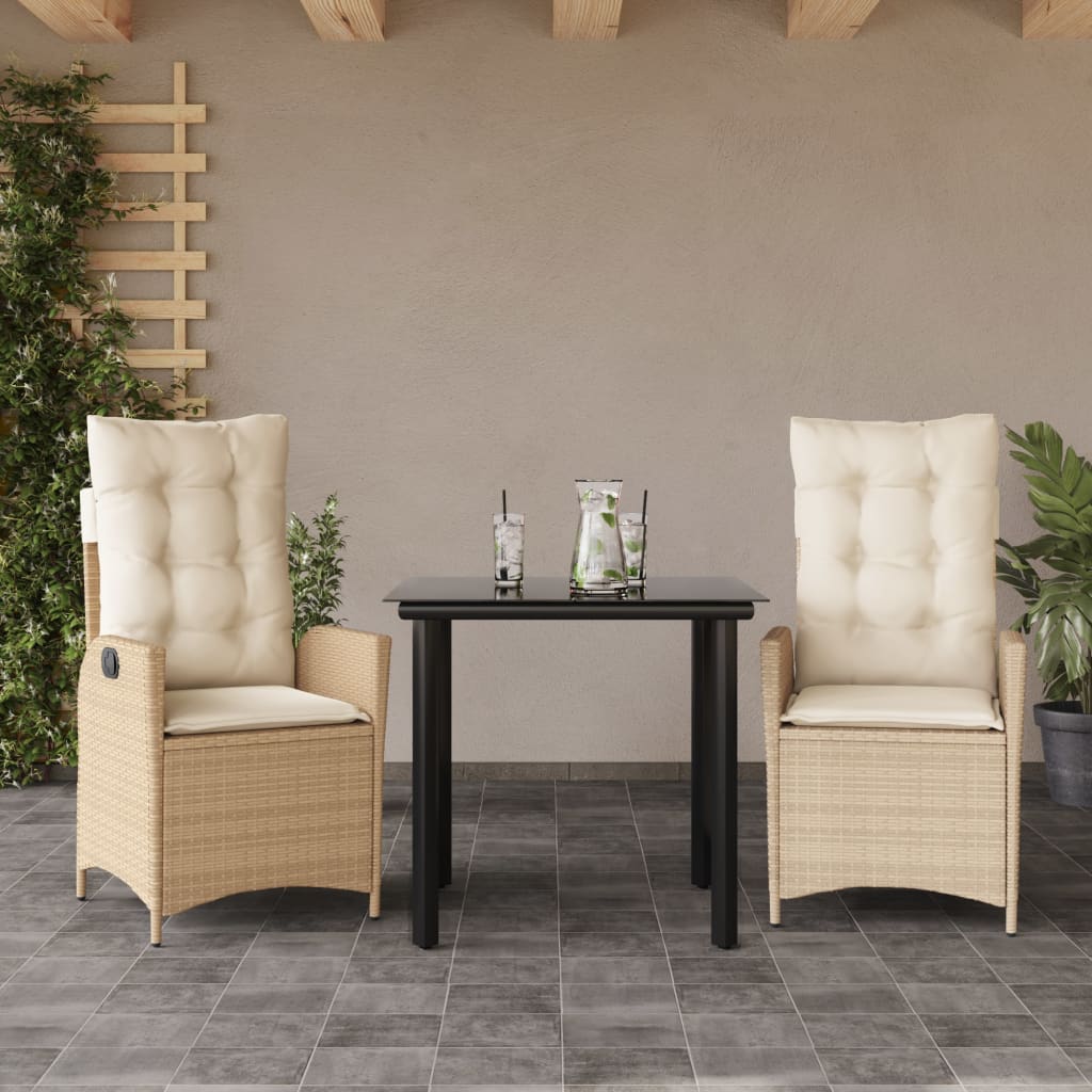 3-delige Tuinset met kussens poly rattan beige is nu te koop bij PeponiXL, paradijselijk wonen!