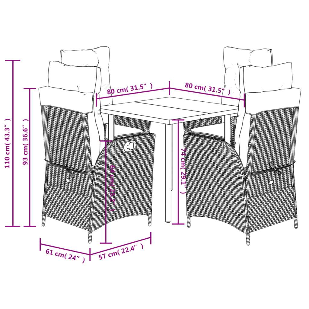 5-delige Tuinset met kussens poly rattan beige is nu te koop bij PeponiXL, paradijselijk wonen!