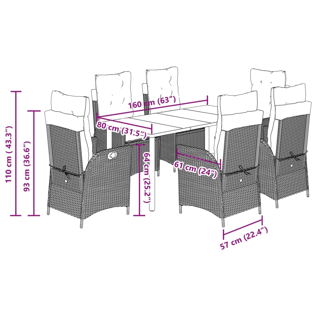 7-delige Tuinset met kussens poly rattan beige is nu te koop bij PeponiXL, paradijselijk wonen!