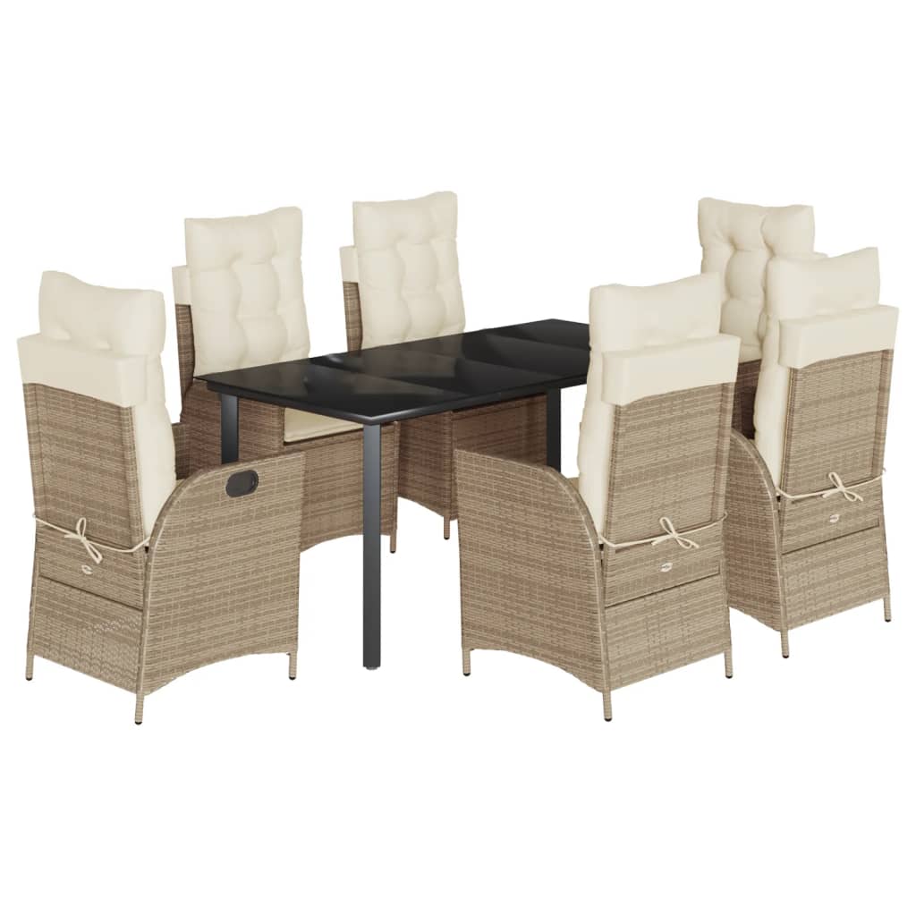 7-delige Tuinset met kussens poly rattan beige is nu te koop bij PeponiXL, paradijselijk wonen!