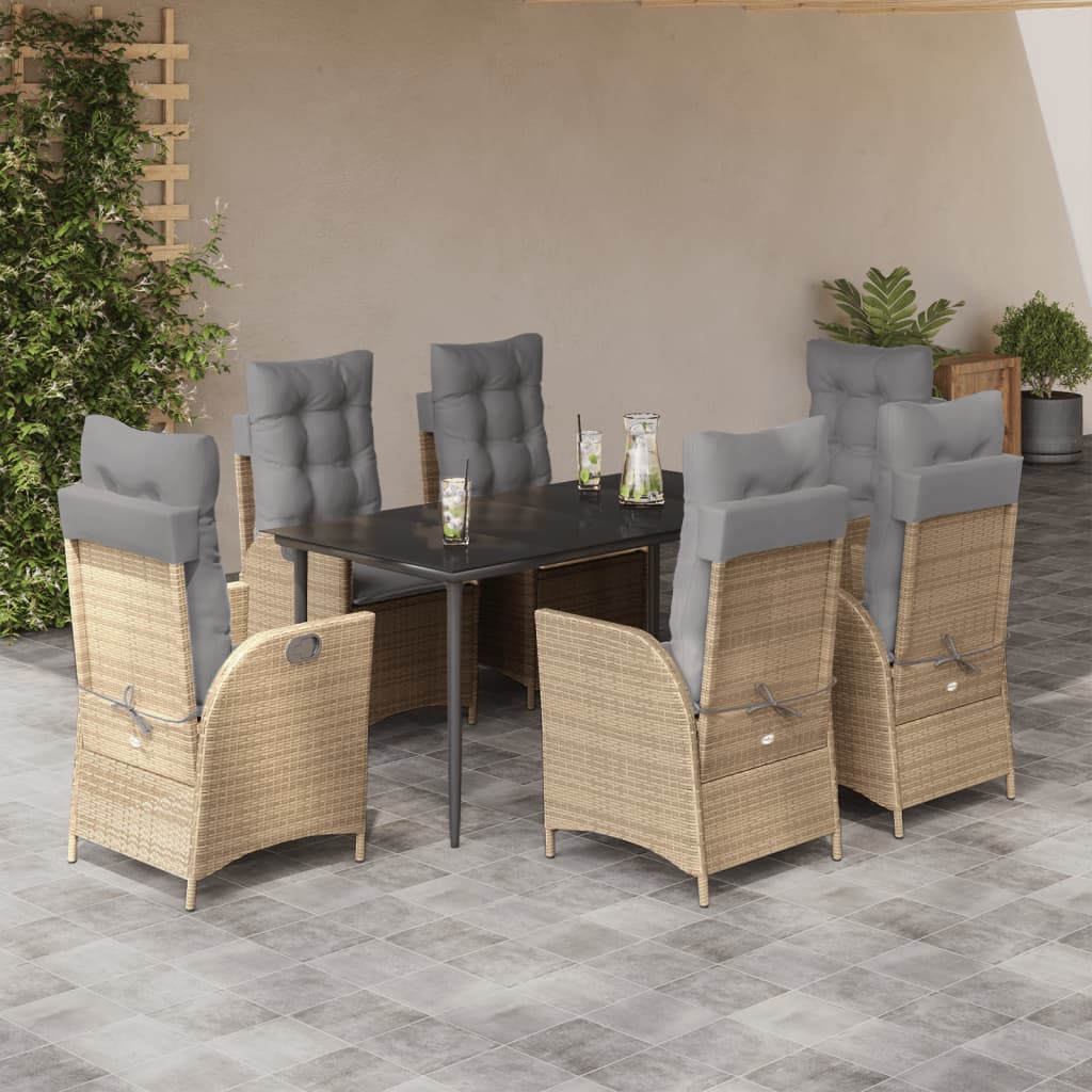 7-delige Tuinset met kussens poly rattan beige is nu te koop bij PeponiXL, paradijselijk wonen!