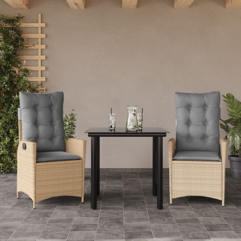 3-delige Tuinset met kussens poly rattan beige is nu te koop bij PeponiXL, paradijselijk wonen!
