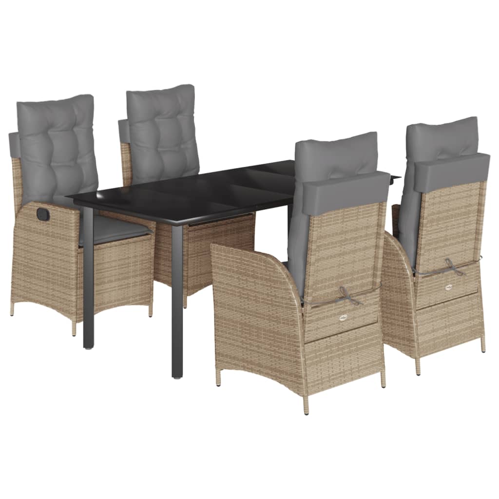 5-delige Tuinset met kussens poly rattan beige is nu te koop bij PeponiXL, paradijselijk wonen!