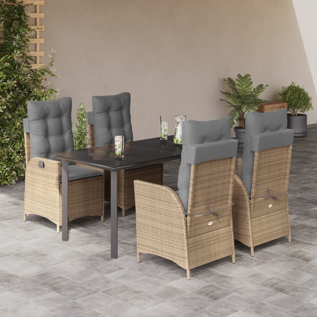 5-delige Tuinset met kussens poly rattan beige is nu te koop bij PeponiXL, paradijselijk wonen!