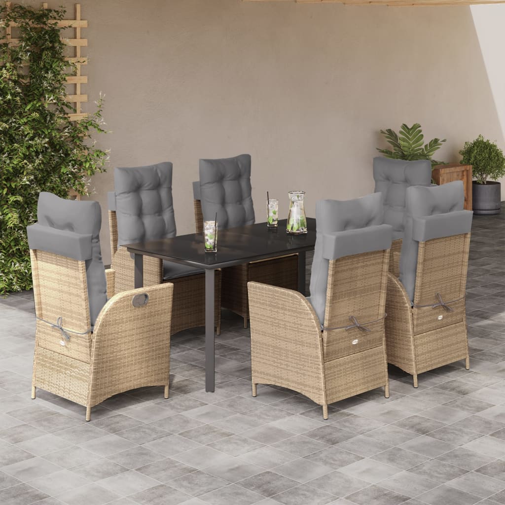 7-delige Tuinset met kussens poly rattan beige is nu te koop bij PeponiXL, paradijselijk wonen!