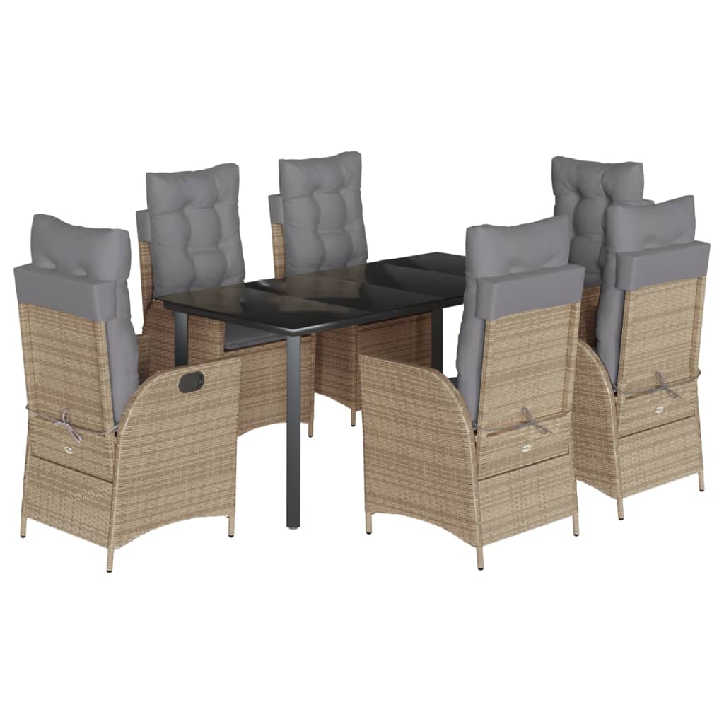 7-delige Tuinset met kussens poly rattan beige is nu te koop bij PeponiXL, paradijselijk wonen!