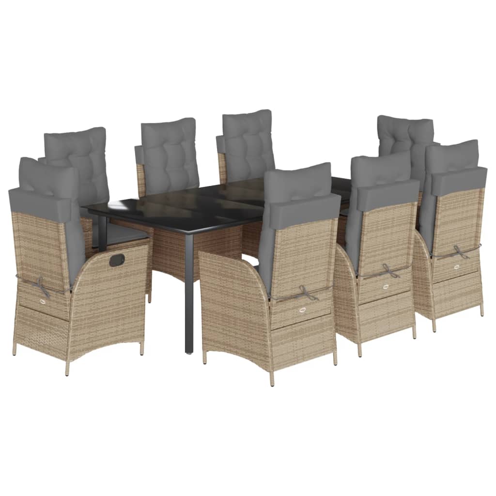 9-delige Tuinset met kussens poly rattan beige is nu te koop bij PeponiXL, paradijselijk wonen!