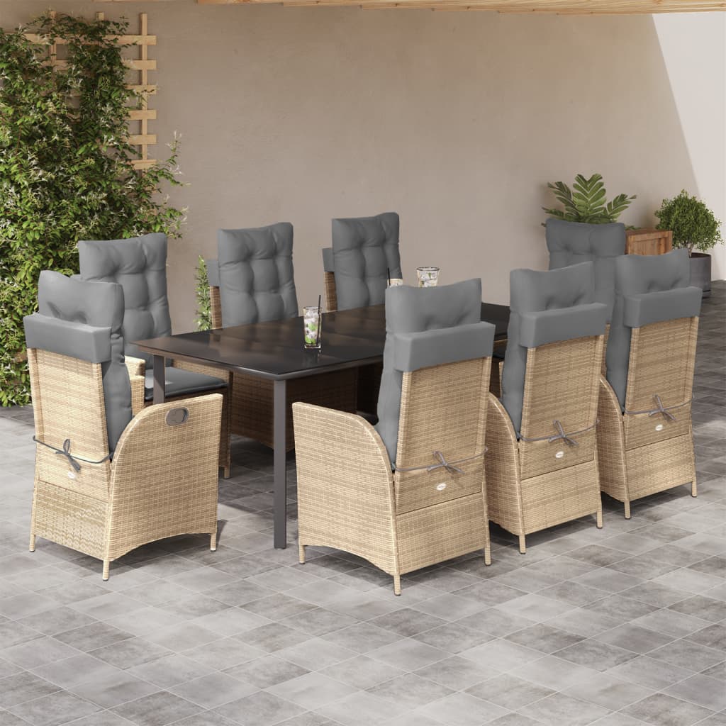 9-delige Tuinset met kussens poly rattan beige is nu te koop bij PeponiXL, paradijselijk wonen!