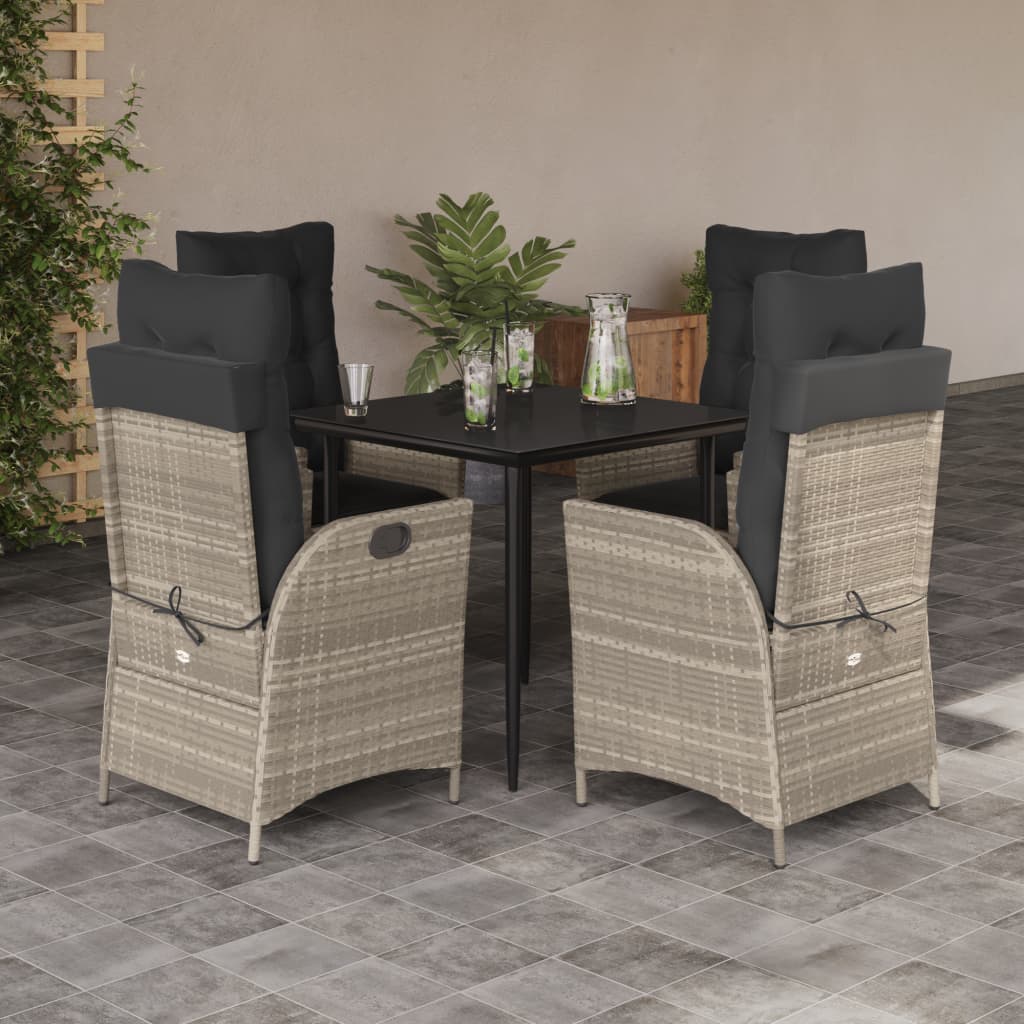5-delige Tuinset met kussens poly rattan lichtgrijs is nu te koop bij PeponiXL, paradijselijk wonen!