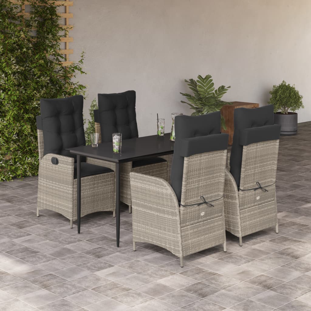 5-delige Tuinset met kussens poly rattan lichtgrijs is nu te koop bij PeponiXL, paradijselijk wonen!