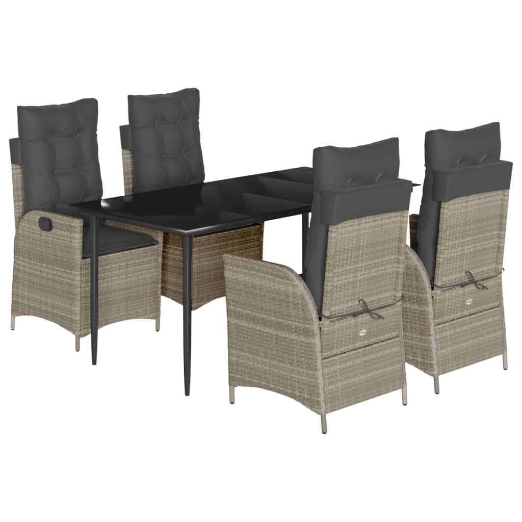 5-delige Tuinset met kussens poly rattan lichtgrijs is nu te koop bij PeponiXL, paradijselijk wonen!