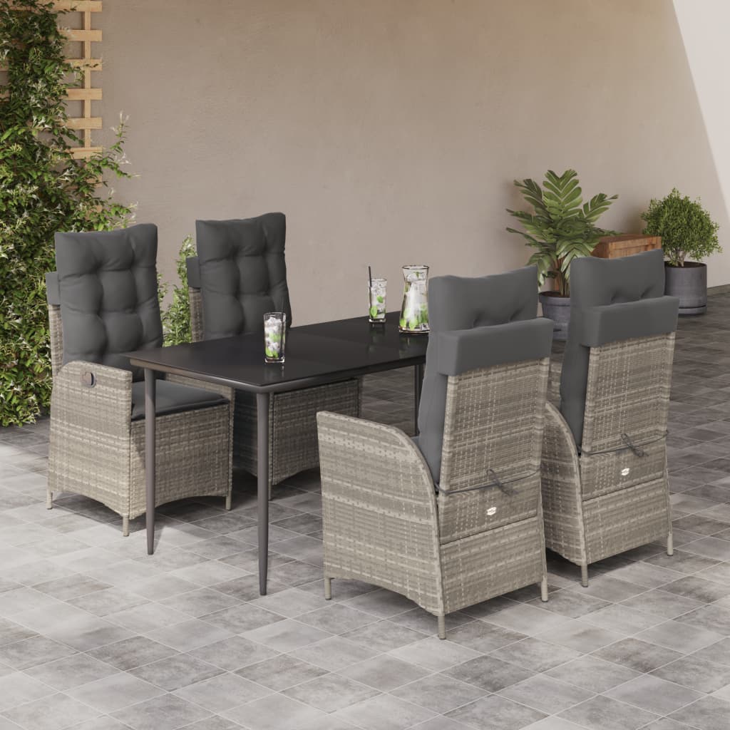 5-delige Tuinset met kussens poly rattan lichtgrijs is nu te koop bij PeponiXL, paradijselijk wonen!