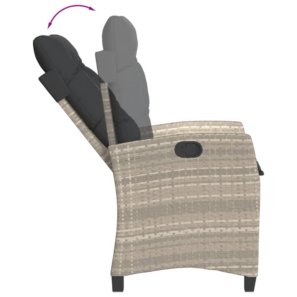 3-delige Tuinset met kussens poly rattan lichtgrijs is nu te koop bij PeponiXL, paradijselijk wonen!