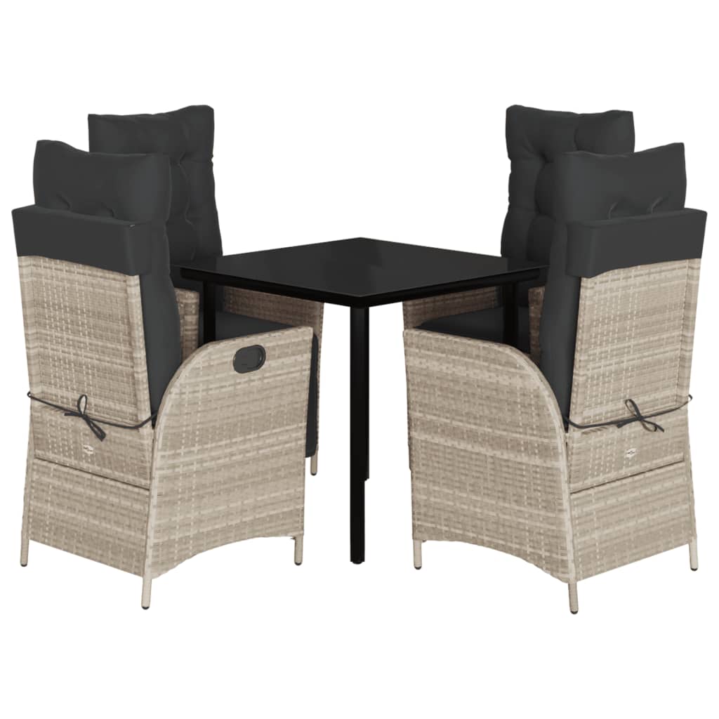 5-delige Tuinset met kussens poly rattan lichtgrijs is nu te koop bij PeponiXL, paradijselijk wonen!