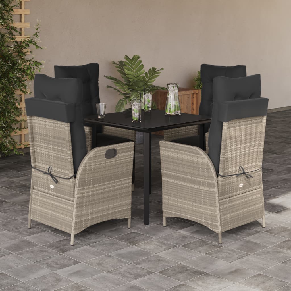 5-delige Tuinset met kussens poly rattan lichtgrijs is nu te koop bij PeponiXL, paradijselijk wonen!