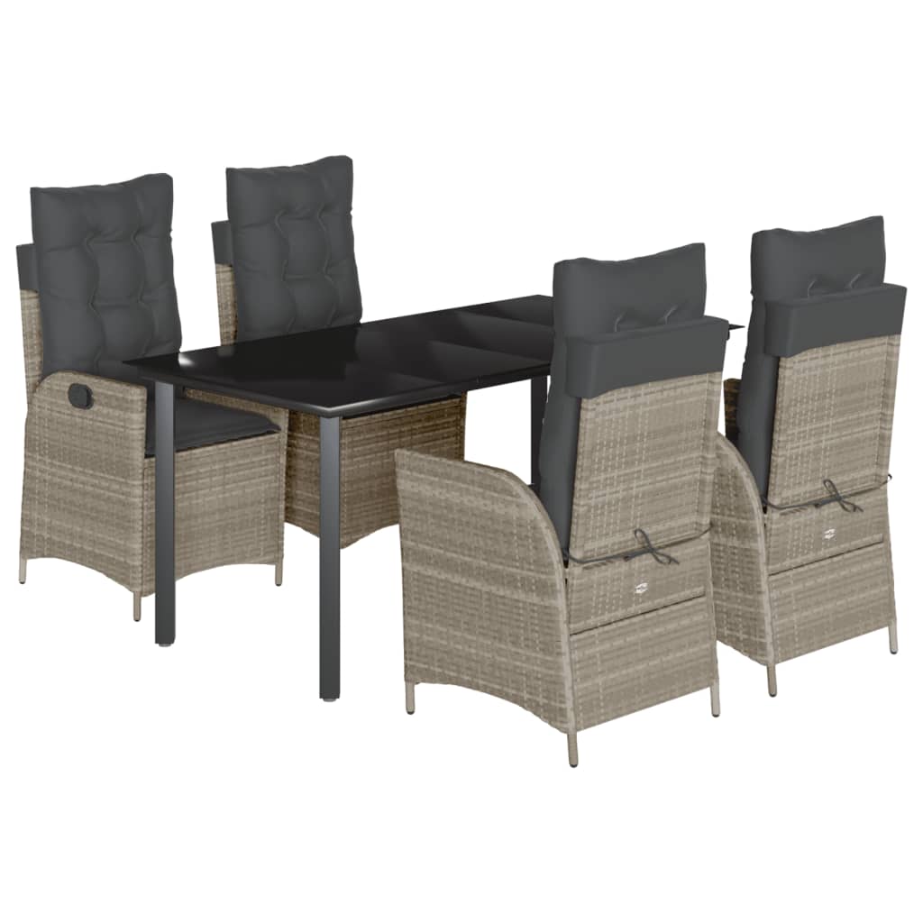 5-delige Tuinset met kussens poly rattan lichtgrijs is nu te koop bij PeponiXL, paradijselijk wonen!