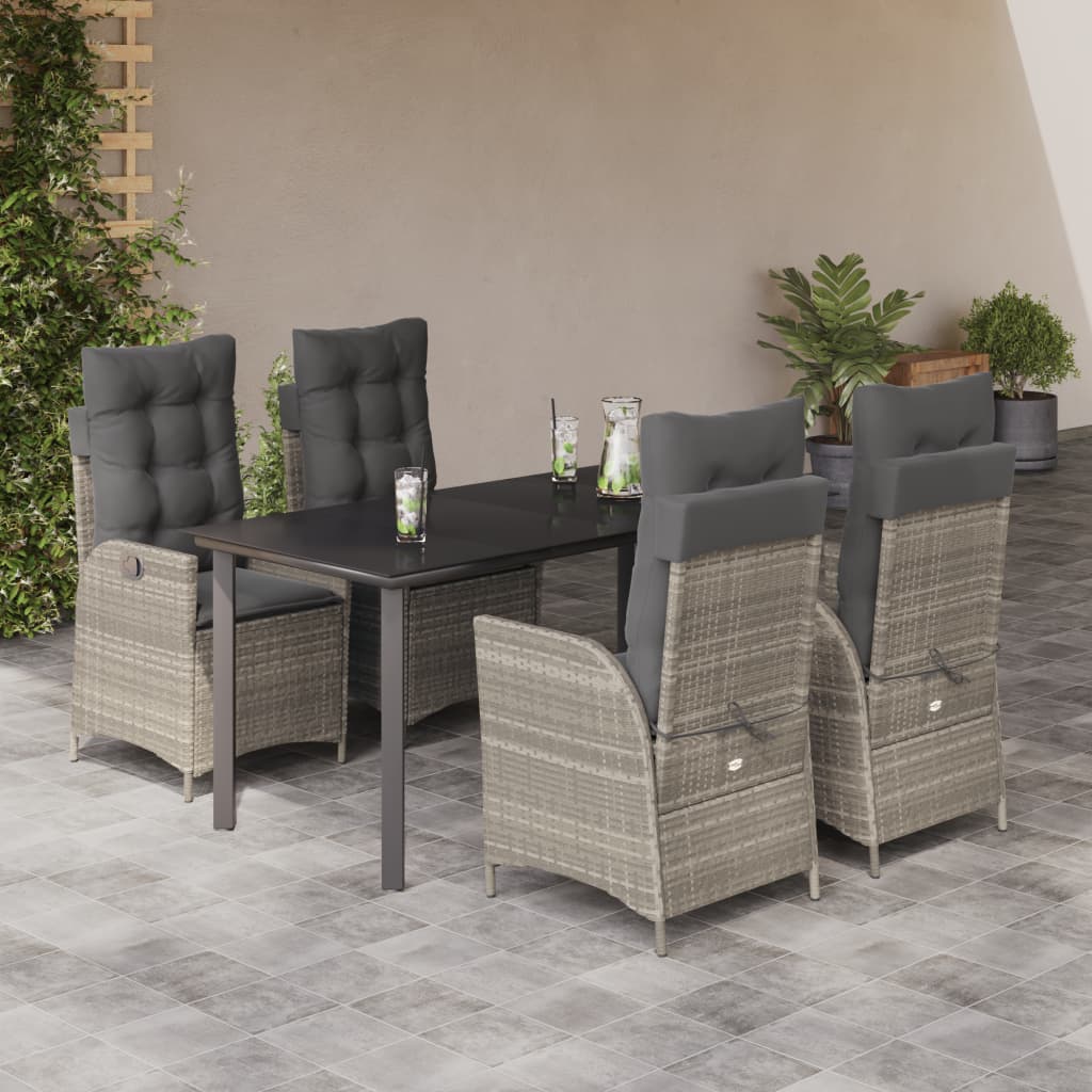 5-delige Tuinset met kussens poly rattan lichtgrijs is nu te koop bij PeponiXL, paradijselijk wonen!