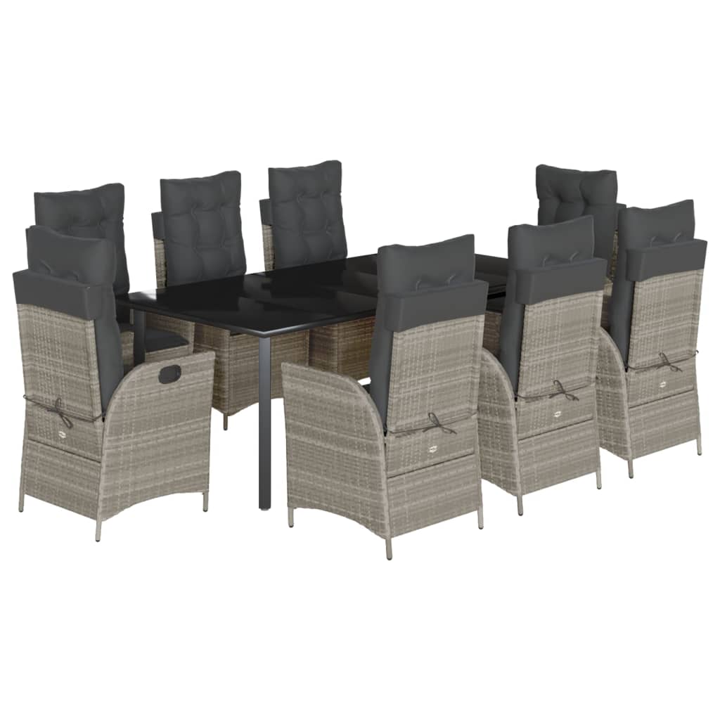 9-delige Tuinset met kussens poly rattan lichtgrijs is nu te koop bij PeponiXL, paradijselijk wonen!