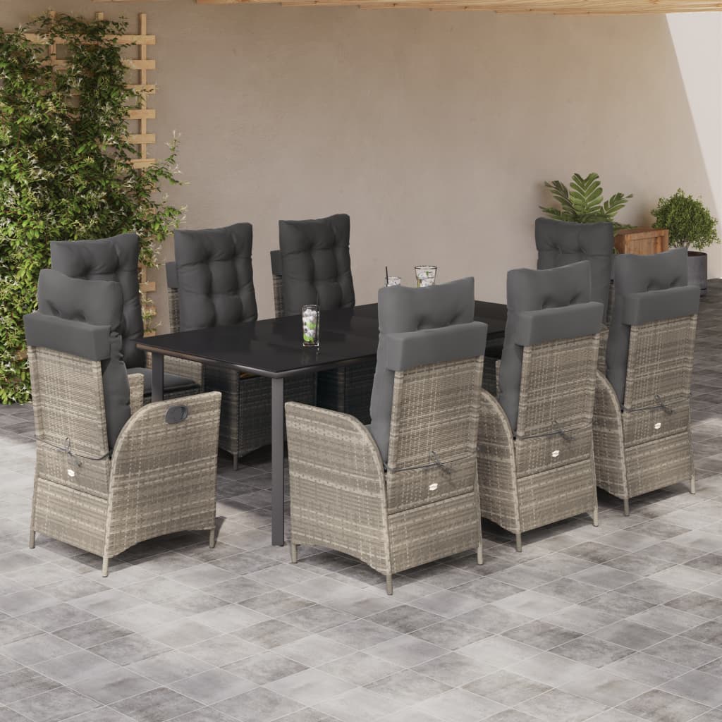 9-delige Tuinset met kussens poly rattan lichtgrijs is nu te koop bij PeponiXL, paradijselijk wonen!