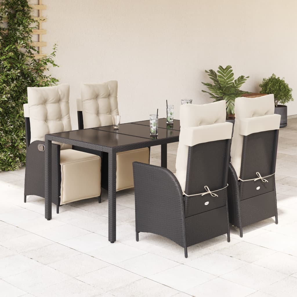 5-delige Tuinset met kussens poly rattan zwart is nu te koop bij PeponiXL, paradijselijk wonen!