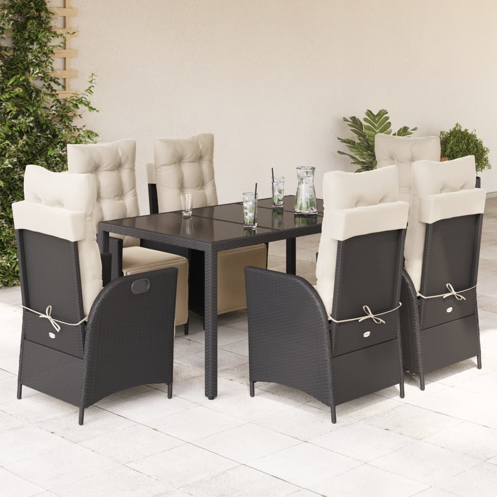 7-delige Tuinset met kussens poly rattan zwart is nu te koop bij PeponiXL, paradijselijk wonen!