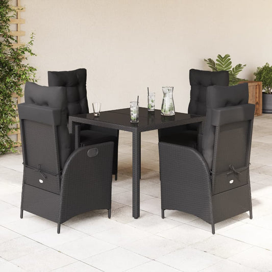 5-delige Tuinset met kussens poly rattan zwart is nu te koop bij PeponiXL, paradijselijk wonen!