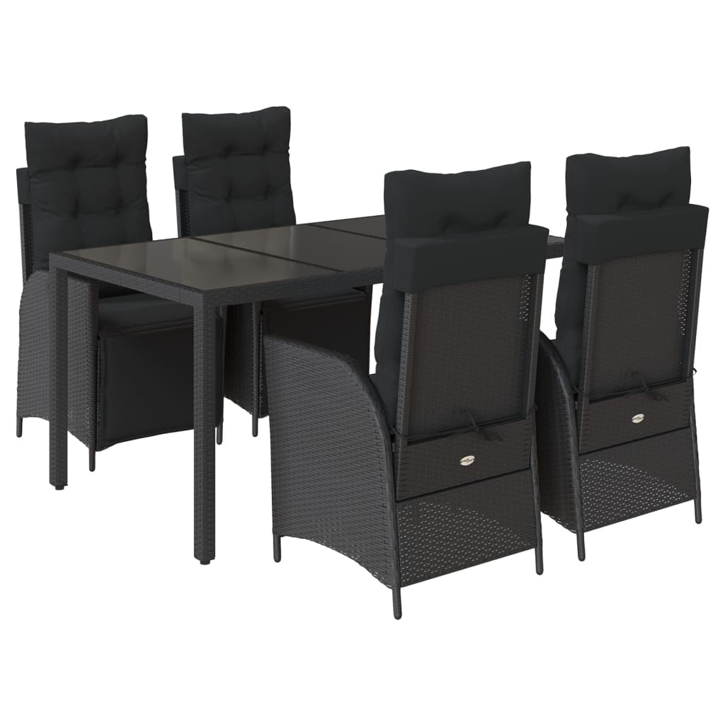 5-delige Tuinset met kussens poly rattan zwart is nu te koop bij PeponiXL, paradijselijk wonen!