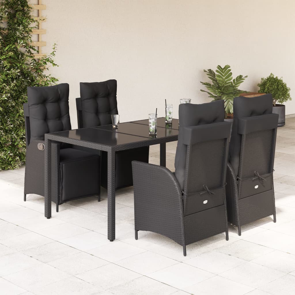 5-delige Tuinset met kussens poly rattan zwart is nu te koop bij PeponiXL, paradijselijk wonen!