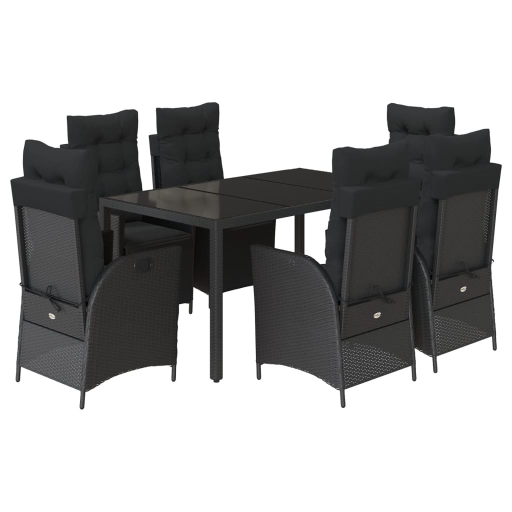7-delige Tuinset met kussens poly rattan zwart is nu te koop bij PeponiXL, paradijselijk wonen!