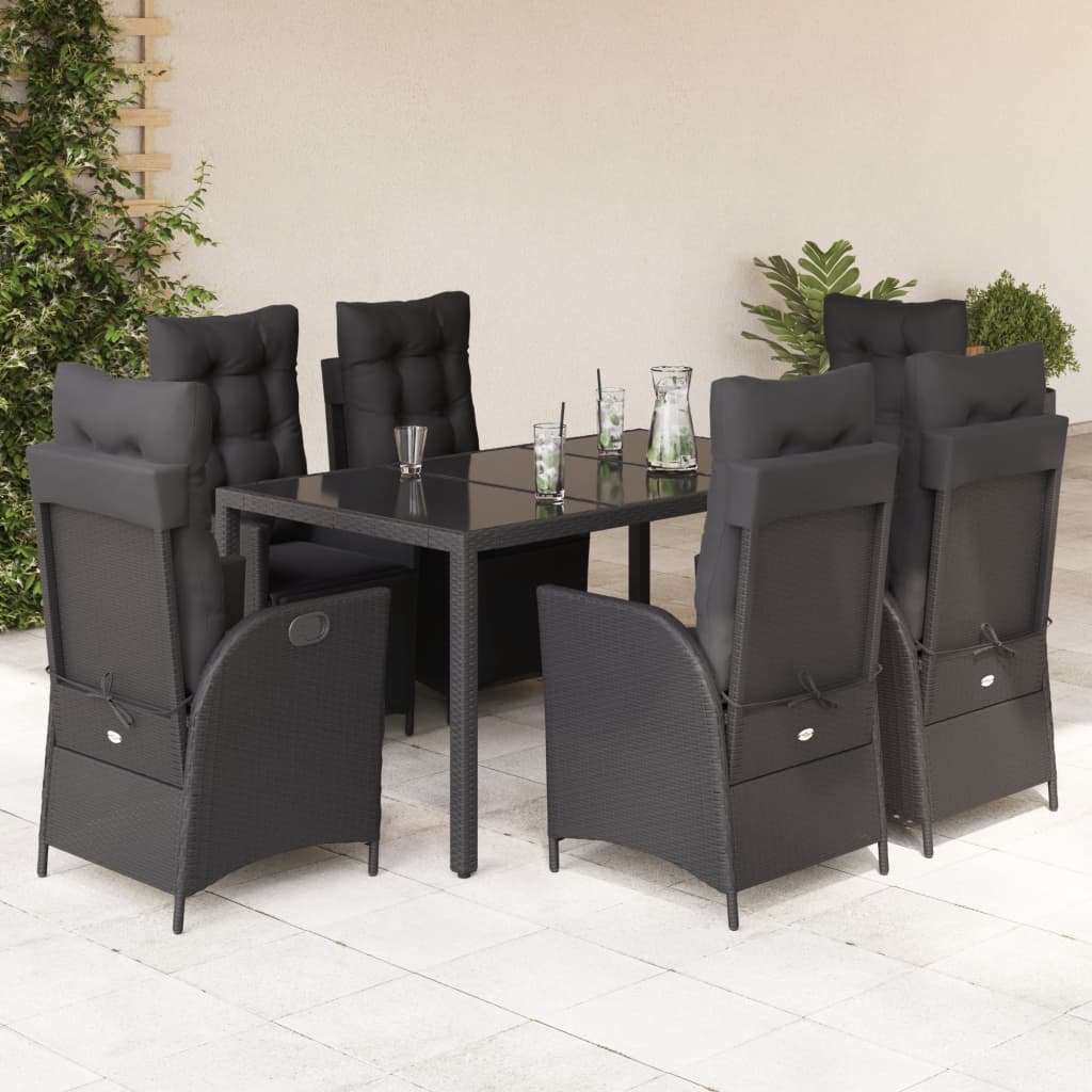 7-delige Tuinset met kussens poly rattan zwart is nu te koop bij PeponiXL, paradijselijk wonen!