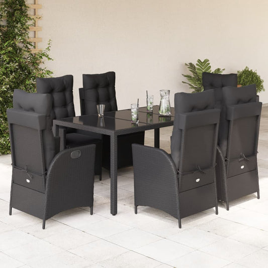 7-delige Tuinset met kussens poly rattan zwart is nu te koop bij PeponiXL, paradijselijk wonen!