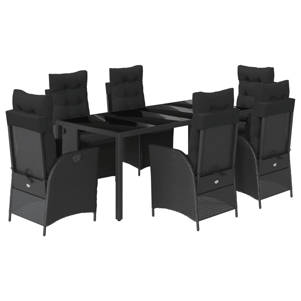 7-delige Tuinset met kussens poly rattan zwart is nu te koop bij PeponiXL, paradijselijk wonen!