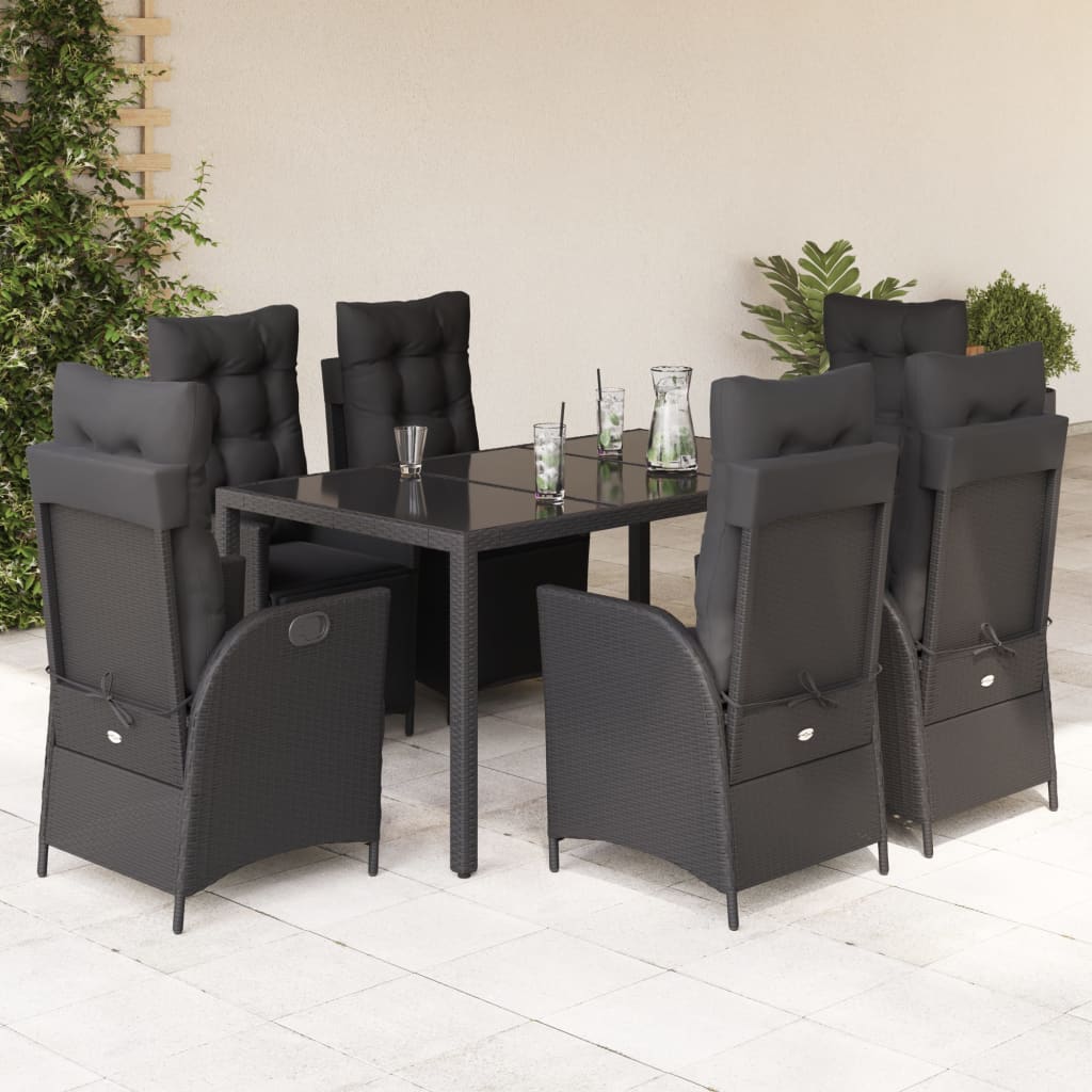 7-delige Tuinset met kussens poly rattan zwart is nu te koop bij PeponiXL, paradijselijk wonen!