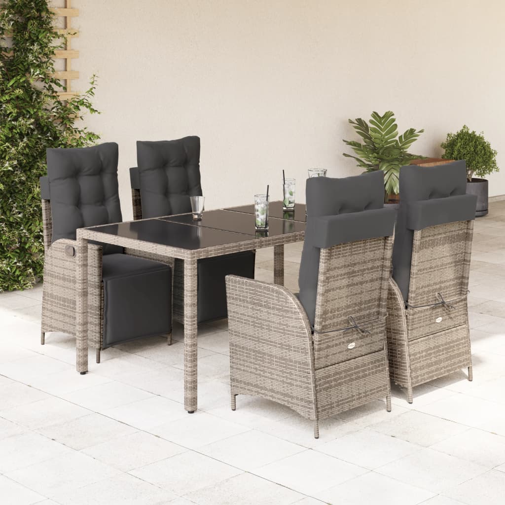 5-delige Tuinset met kussens poly rattan grijs is nu te koop bij PeponiXL, paradijselijk wonen!