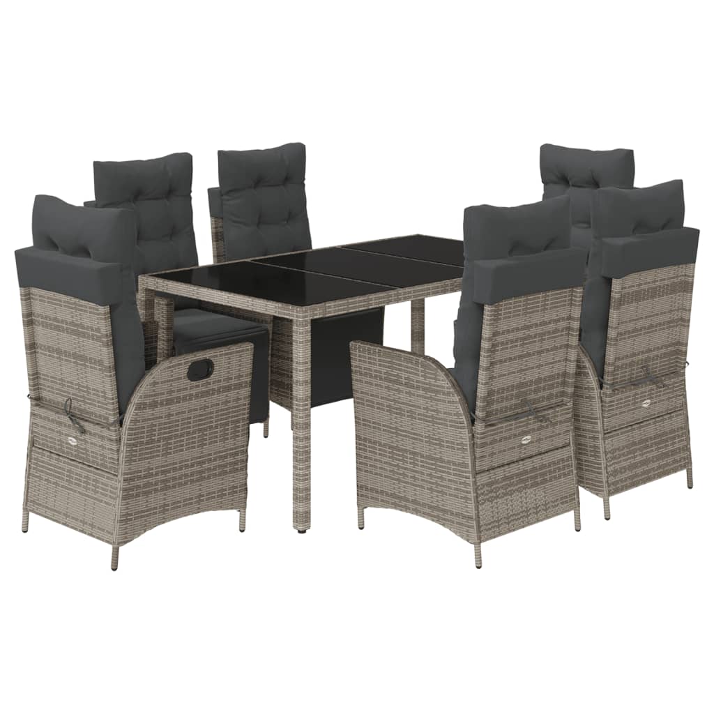 7-delige Tuinset met kussens poly rattan grijs is nu te koop bij PeponiXL, paradijselijk wonen!