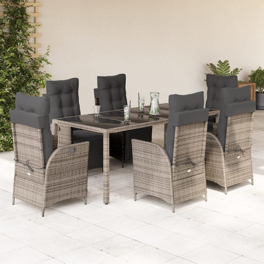 9-delige Tuinset met kussens poly rattan grijs is nu te koop bij PeponiXL, paradijselijk wonen!