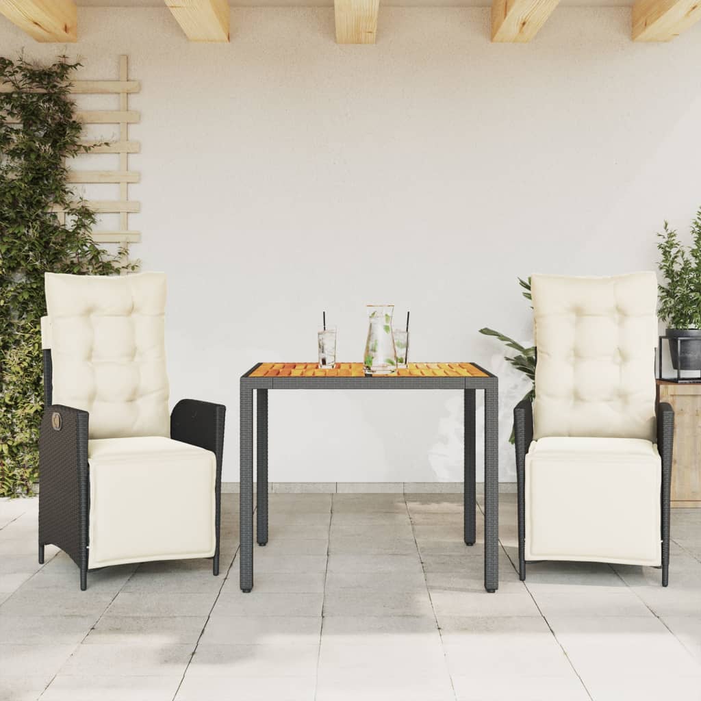 3-delige Tuinset met kussens poly rattan zwart is nu te koop bij PeponiXL, paradijselijk wonen!
