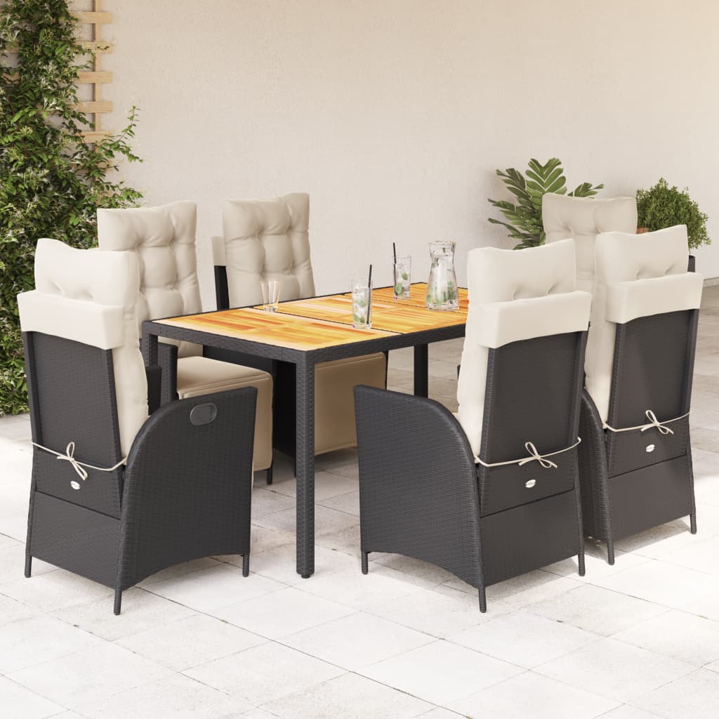 7-delige Tuinset met kussens poly rattan zwart is nu te koop bij PeponiXL, paradijselijk wonen!