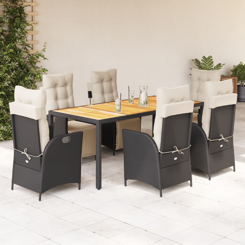 7-delige Tuinset met kussens poly rattan zwart is nu te koop bij PeponiXL, paradijselijk wonen!