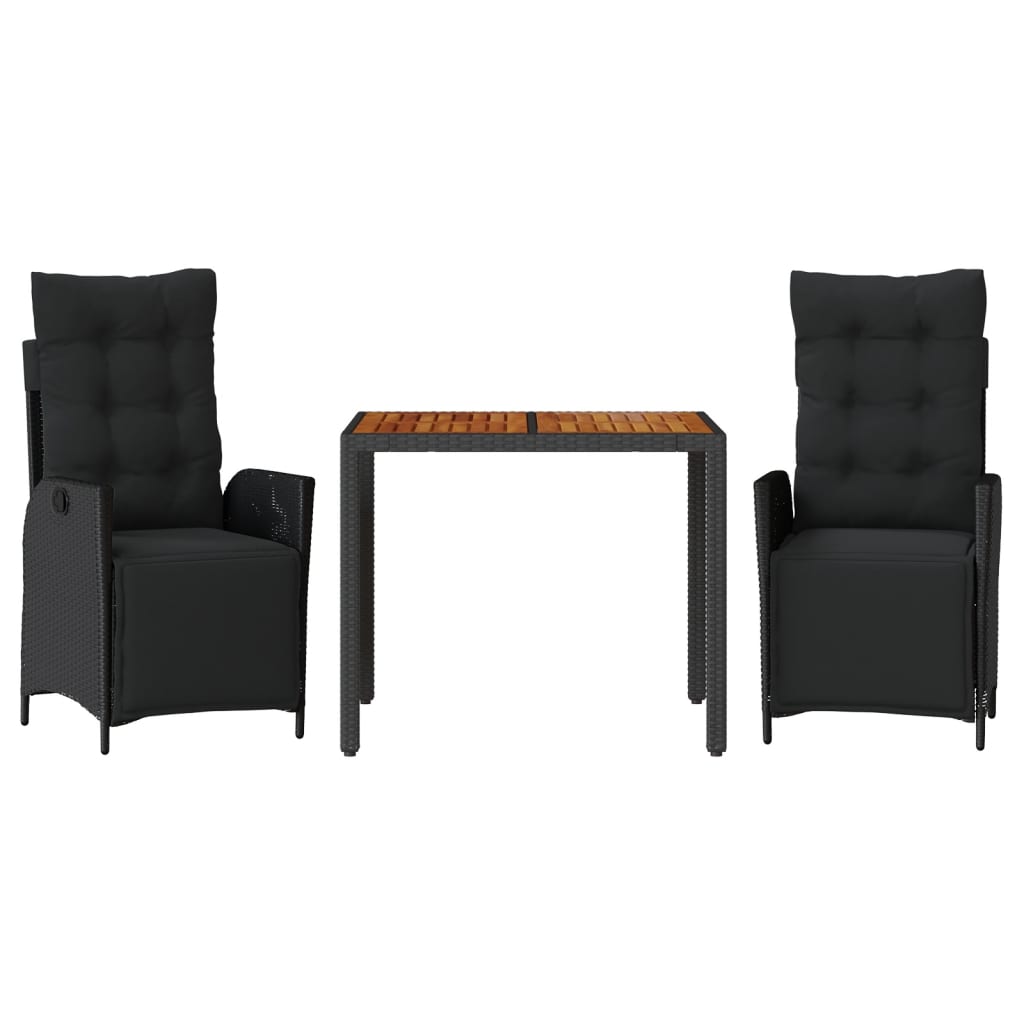 3-delige Tuinset met kussens poly rattan zwart is nu te koop bij PeponiXL, paradijselijk wonen!