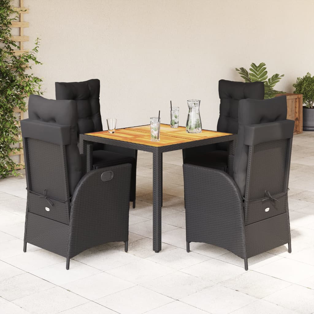 5-delige Tuinset met kussens poly rattan zwart is nu te koop bij PeponiXL, paradijselijk wonen!