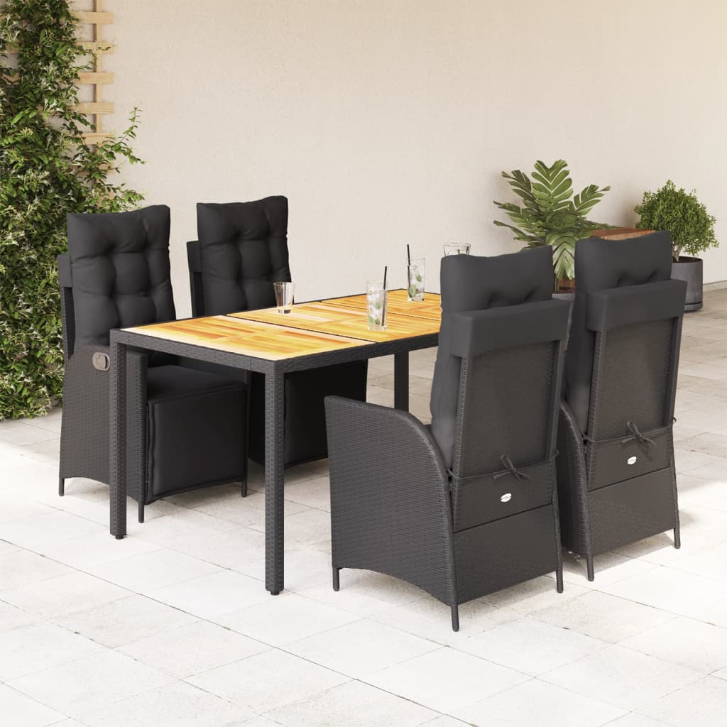 5-delige Tuinset met kussens poly rattan zwart is nu te koop bij PeponiXL, paradijselijk wonen!