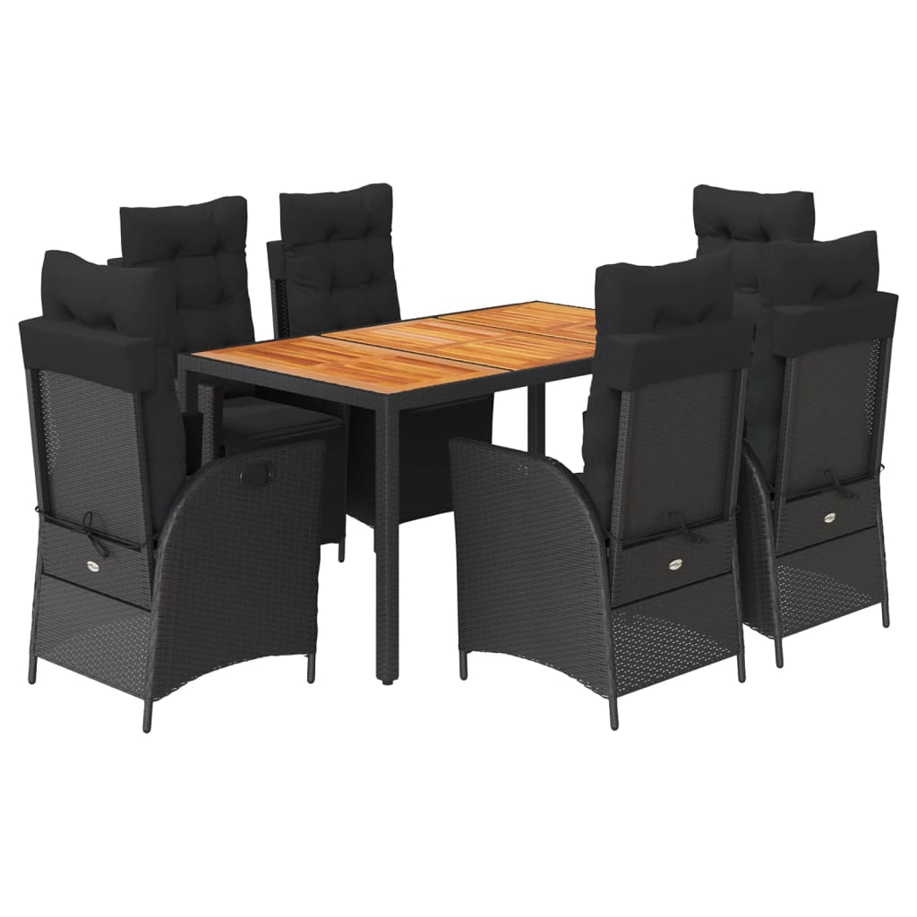 7-delige Tuinset met kussens poly rattan zwart is nu te koop bij PeponiXL, paradijselijk wonen!