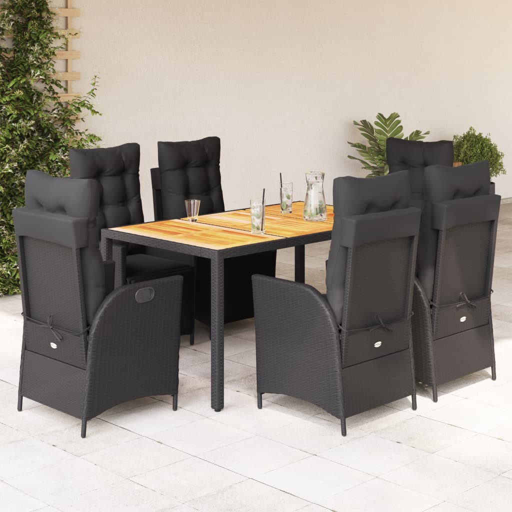 7-delige Tuinset met kussens poly rattan zwart is nu te koop bij PeponiXL, paradijselijk wonen!