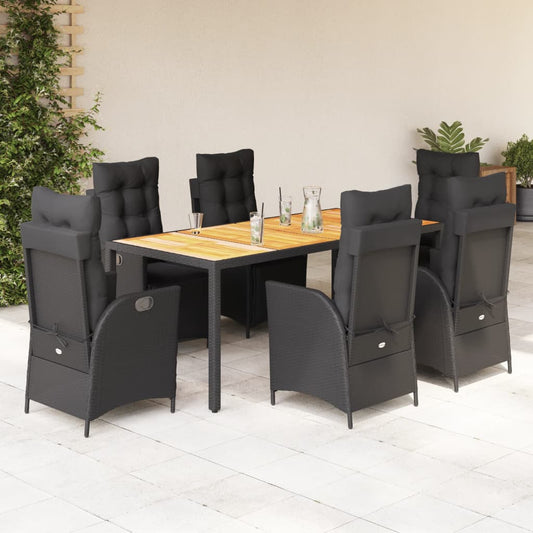 7-delige Tuinset met kussens poly rattan zwart is nu te koop bij PeponiXL, paradijselijk wonen!