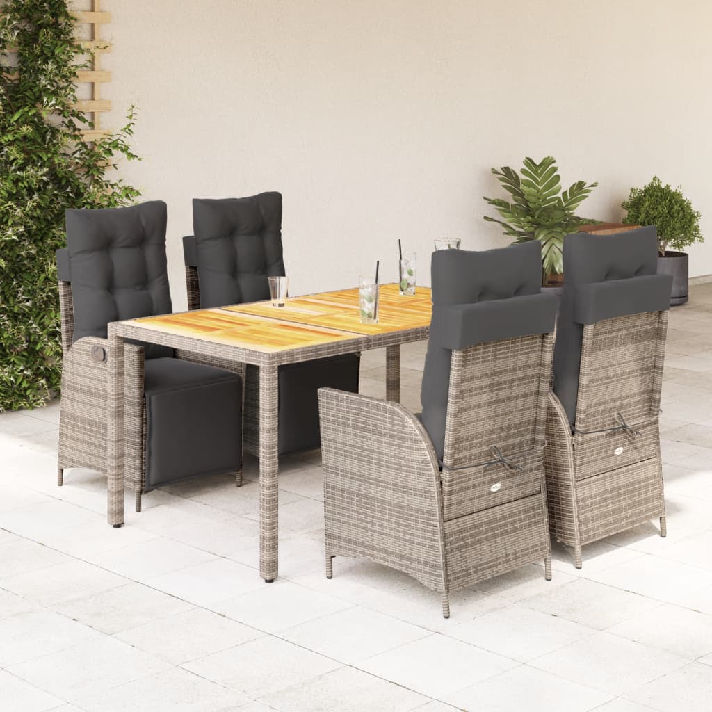 5-delige Tuinset met kussens poly rattan grijs is nu te koop bij PeponiXL, paradijselijk wonen!